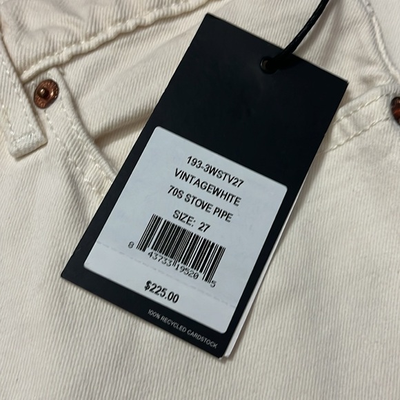 70s Stove Pipe High Rise Straight Ankle Jeans in Vintage White - Picture 6 of 7